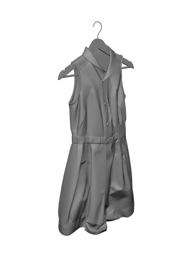 3D model for Denim button-front sleeveless dress