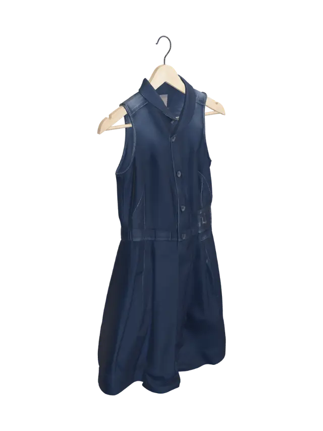 3D model for Denim button-front sleeveless dress