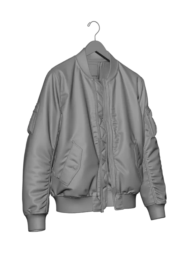3D model for Olive Green Bomber Jacket