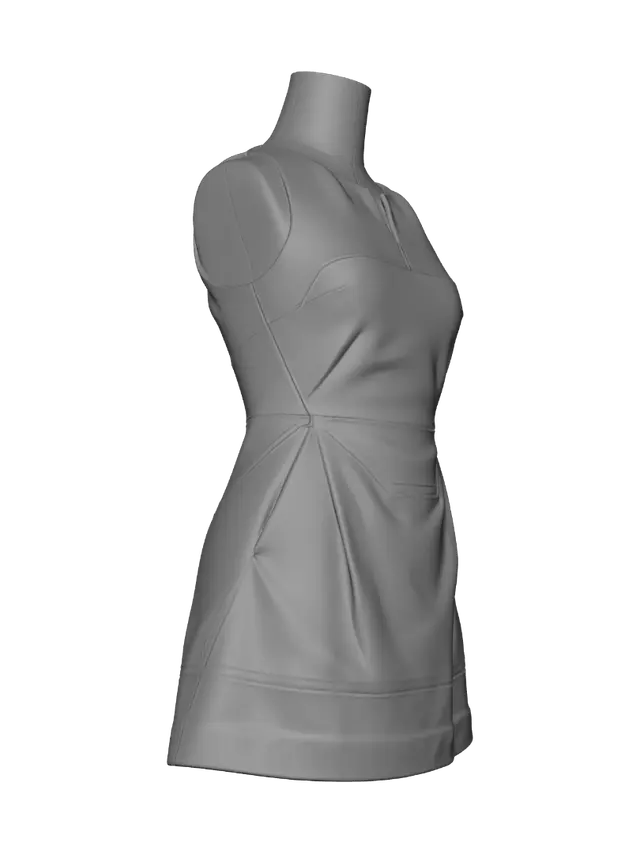 3D model for Denim and Leather Dress