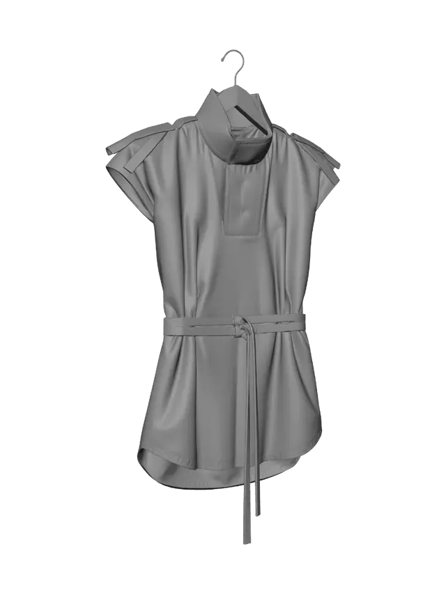 3D model for Denim Belted Shirt Dress