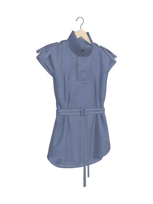 3D model for Denim Belted Shirt Dress
