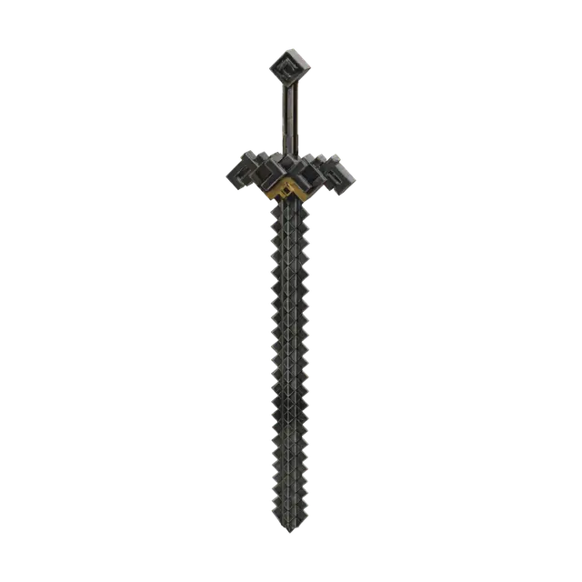 Realistic Netherite Sword 3D model, vytvořený pomocí AI