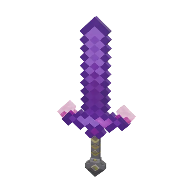 Low-Poly Netherite Sword 3D model, vytvořený pomocí AI