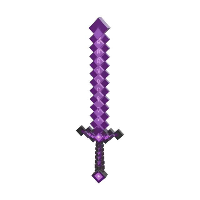 Weathered Netherite Sword 3D model, vytvořený pomocí AI