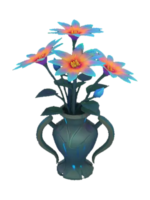 Neon Blossom Tech Vase 3D model, vytvořený pomocí AI