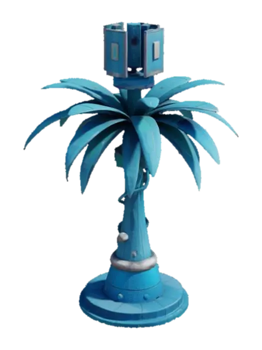 Futuristic palm tree cell phone tower. Realistic. No background 3D model, vytvořený pomocí AI