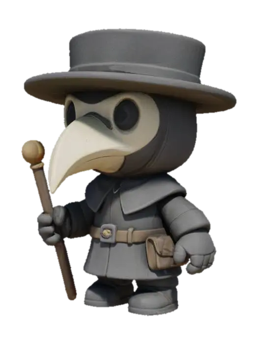 Plague Doctor Figurine 3D model, vytvořený pomocí AI