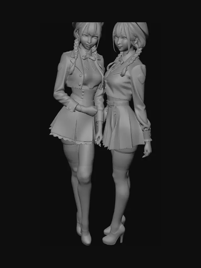 3D model for Cosplay Duo in Uniforms