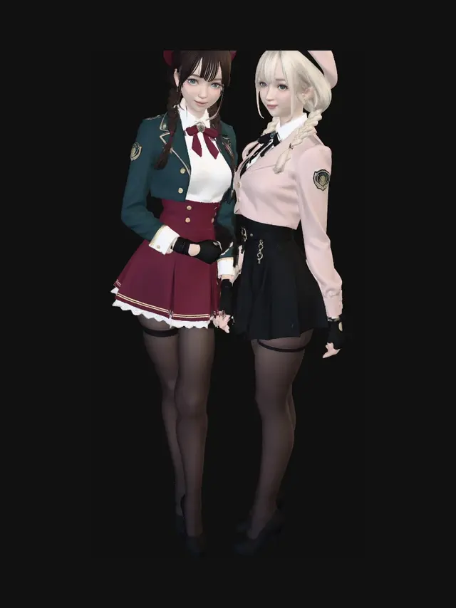 3D model for Cosplay Duo in Uniforms