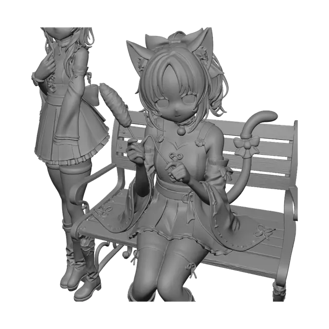 3D model for Benchside Catgirl with Cattail