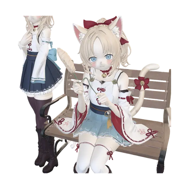 3D model for Benchside Catgirl with Cattail
