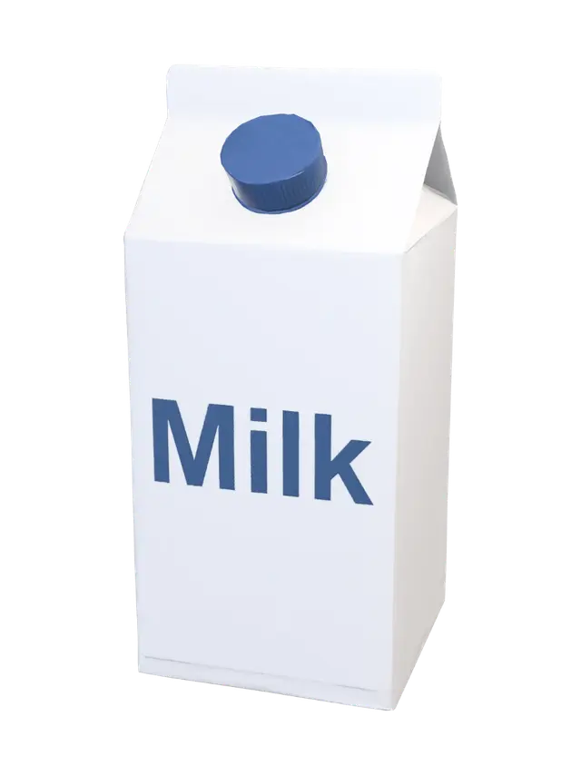 Milk Carton with Blue Cap 3D model, vytvořený pomocí AI