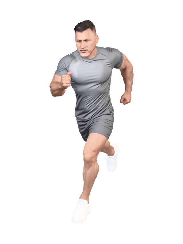 Determined Runner 3D model, vytvořený pomocí AI