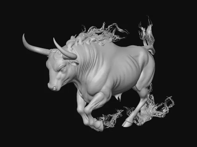 3D model for A mystic, phantom-like Spanish Bull standing in a field of stars.