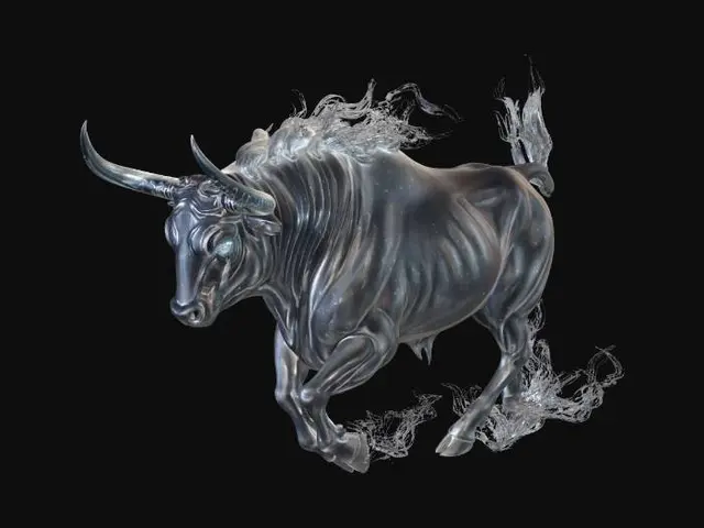 3D model for A mystic, phantom-like Spanish Bull standing in a field of stars.