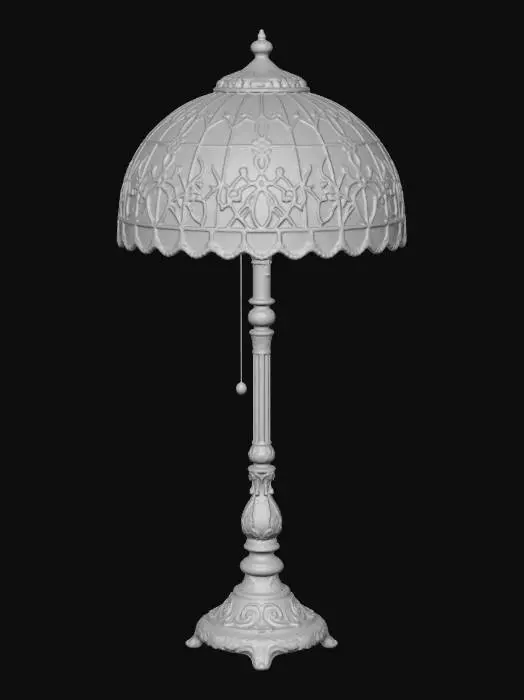 3D model for 1800's stain glass and brass floor lamp.