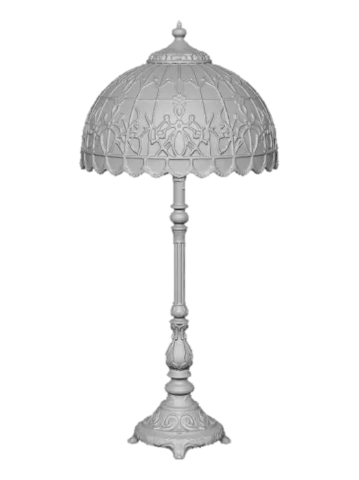 3D model for 1800's stain glass and brass floor lamp.