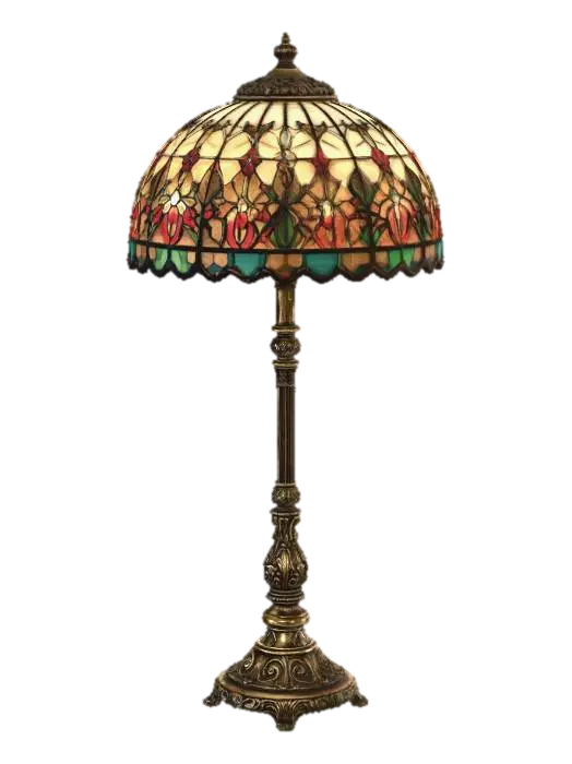 3D model for 1800's stain glass and brass floor lamp.