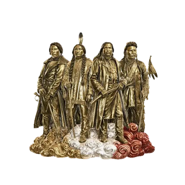 A beautiful brass statue of Chief Tecumseh, Chief Sitting Bull, Chief Spotted Elk… - Joseph 3D model, vytvořený pomocí AI