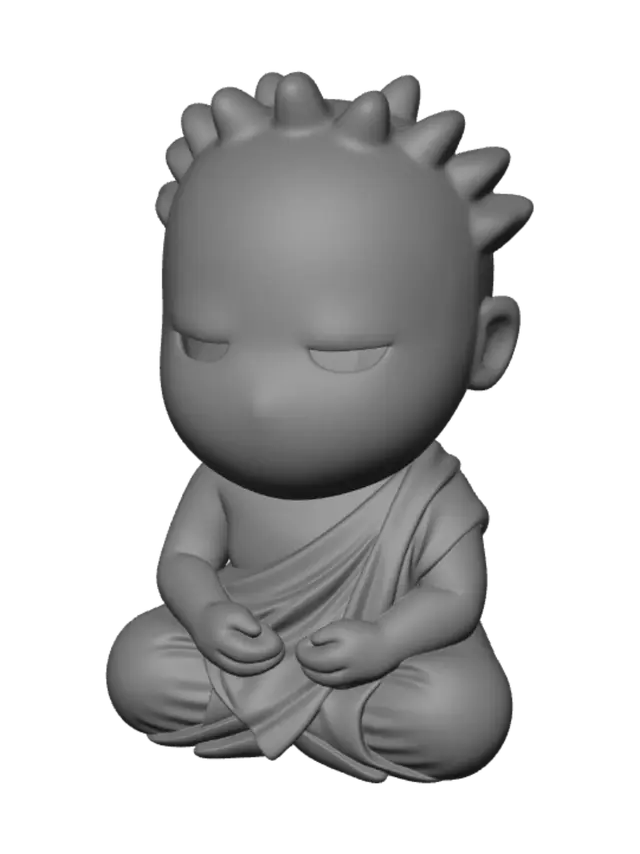3D model for Spiky Monk in Orange Robe