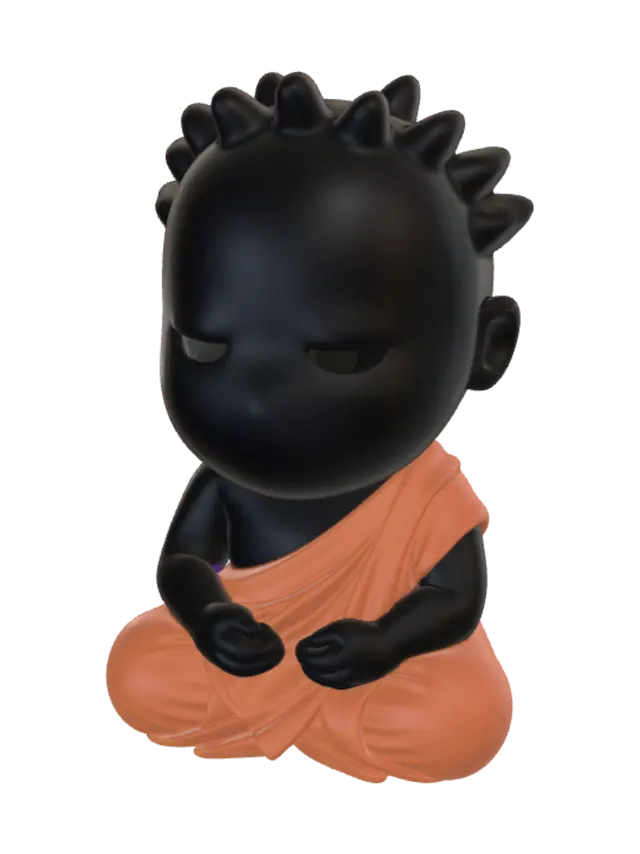 3D model for Spiky Monk in Orange Robe