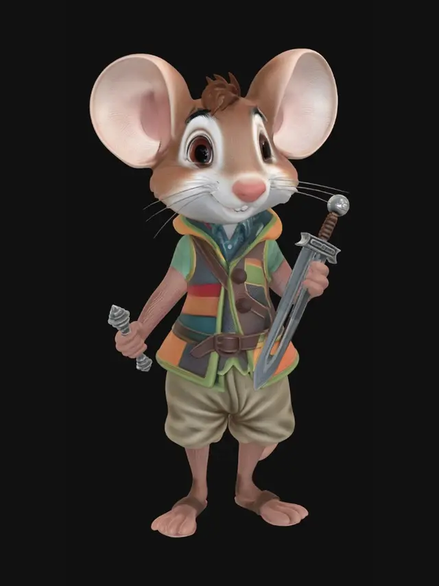 3D model for erstelle mir eeine Maus mit scgwert in der hand