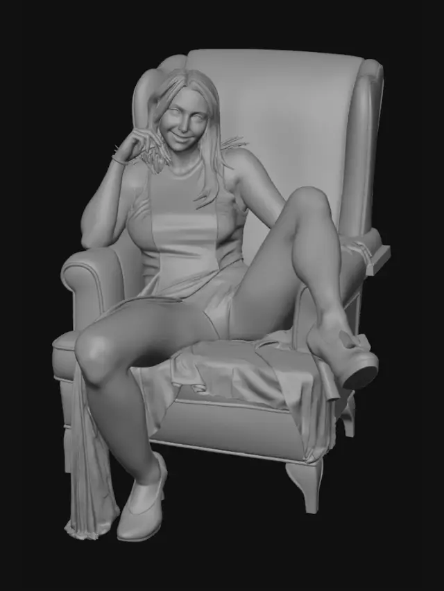 3D model for Quiet Moment in a Red Armchair