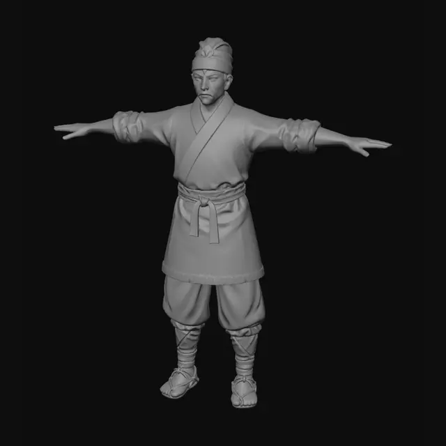 3D model for Traditional Martial Artist in T-Pose
