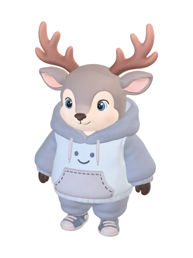 tiny deer - Reindeer 3D model, vytvořený pomocí AI
