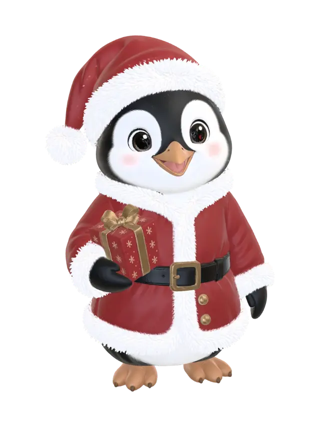 Santa Penguin Surprise - Santahat 3D model, vytvořený pomocí AI