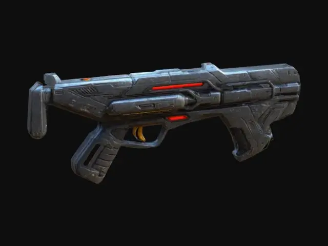 3D model for Unreal engineer quality PBR texturer. A lasergun .should have a precise geometric structure with sharp edges and well-defined vertices.