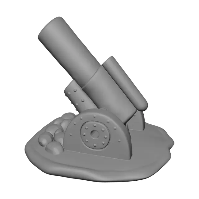 3D model for Cannon on a rocky pedestal