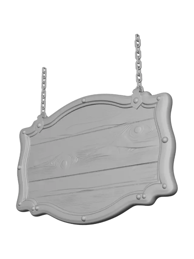 3D model for Rustic Hanging Wooden Sign