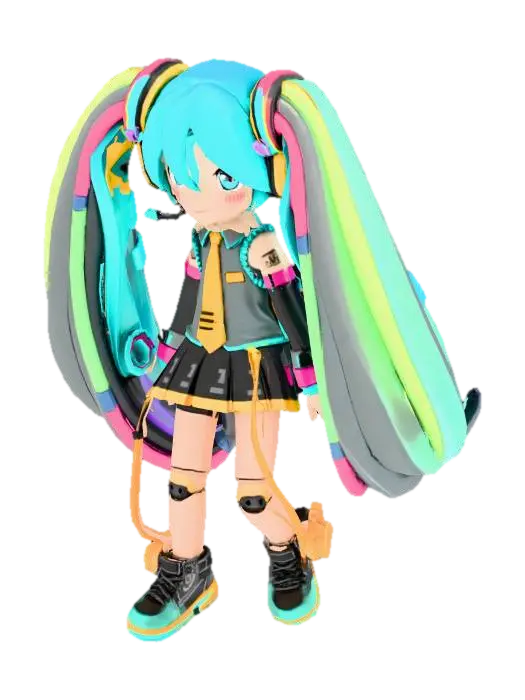 Vocaloid Chibi Character - Hatsunemiku 3D model, vytvořený pomocí AI
