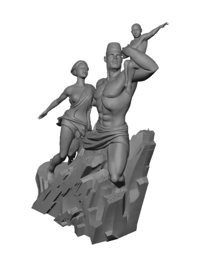 3D model for quitale el fondo y la base que queden las estatuas y la piedra