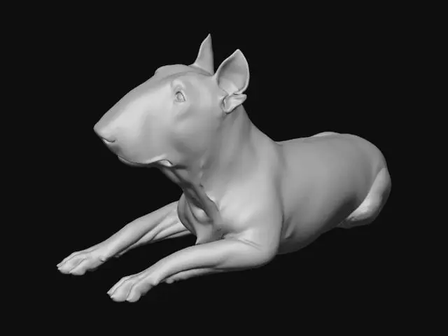 3D model for Curious Bull Terrier Under a Tropical Sky