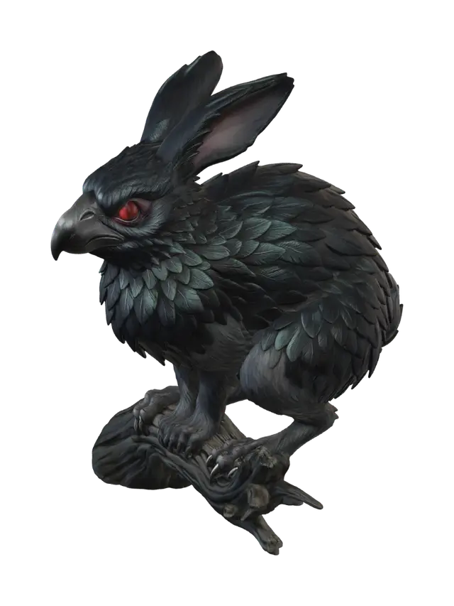 3D model for Un conejo con plumas de aspecto malevolo