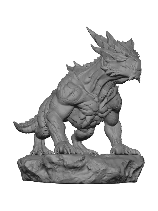 3D model for Crea un dragón de tierra adulto, con cuernos.