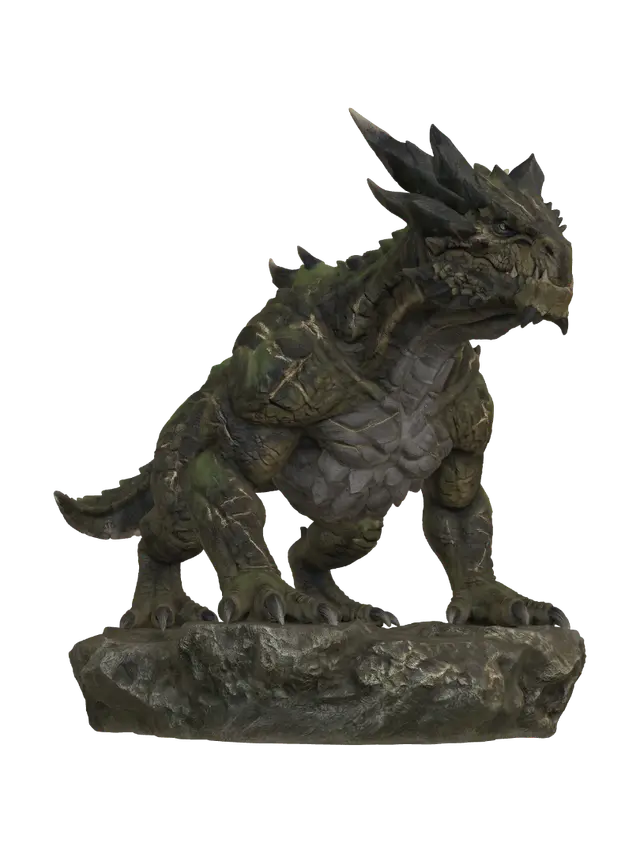 3D model for Crea un dragón de tierra adulto, con cuernos.
