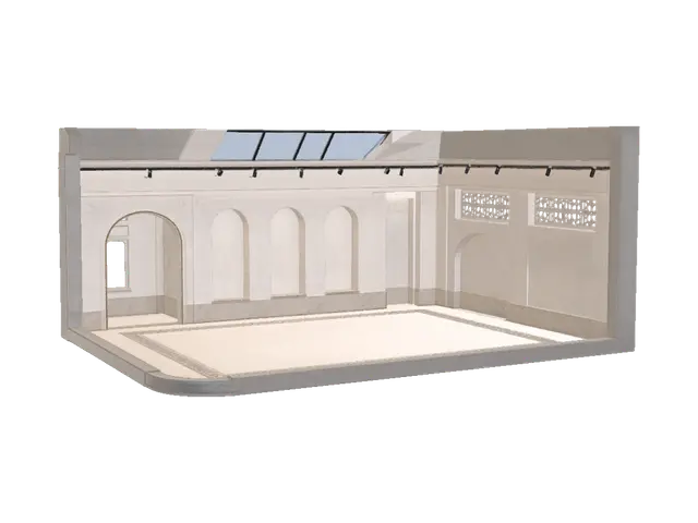 Room set - Gallery 3D model, vytvořený pomocí AI