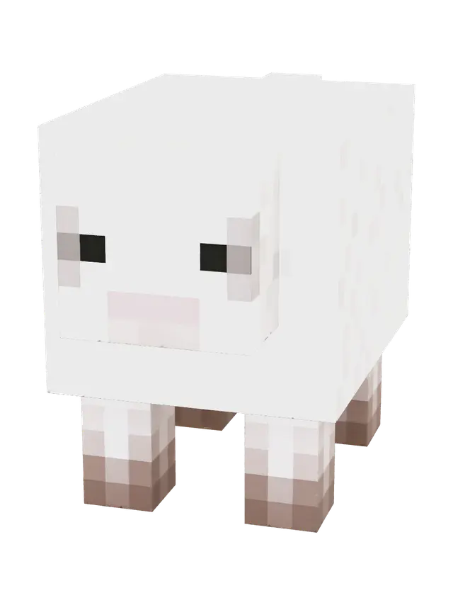 Stylized Minecraft Sheep - Cubic 3D model, vytvořený pomocí AI