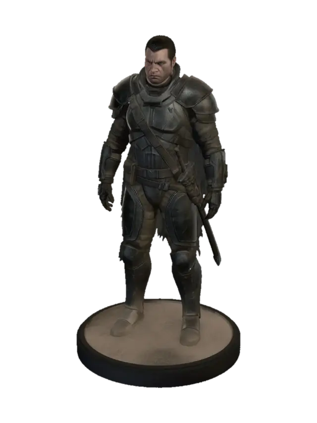 Derin bakışları olab, zor zamanlar geçirmiş, çetin mücadeleler görmüş, bir… - Determined 3D model, vytvořený pomocí AI