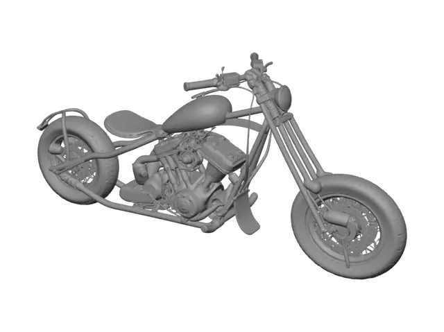 3D model for Custom Chopper in the Driveway