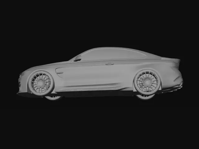 3D model for Blue BMW M4 in a Studio Setting