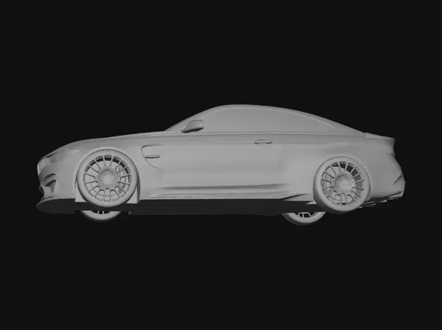 3D model for Blue BMW M4 in a Studio Setting