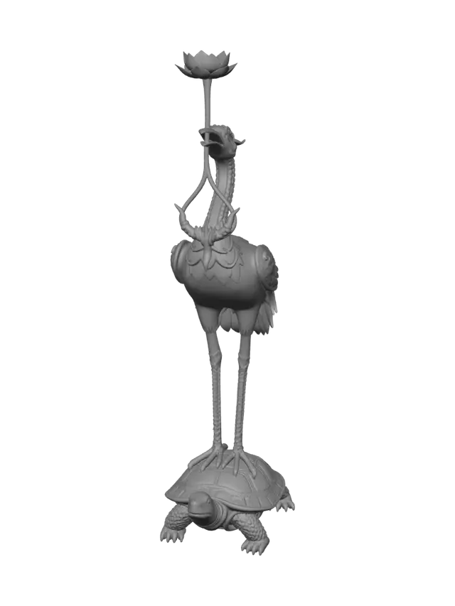 3D model for Crane on Turtle with Lotus