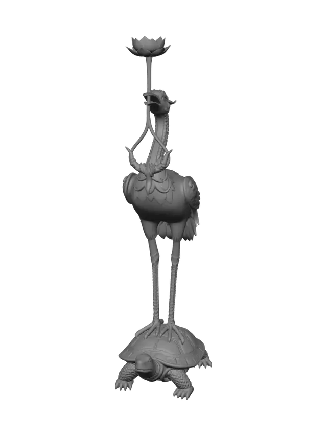 3D model for Crane on Turtle with Lotus