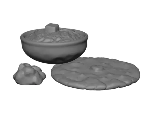 3D model for Pesto Pot with Butter and Flatbread