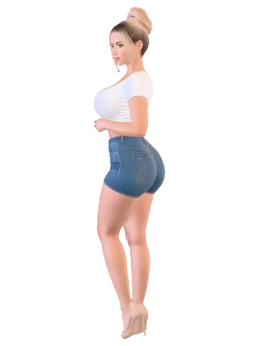 Denim and White Top Portrait 3D model, vytvořený pomocí AI